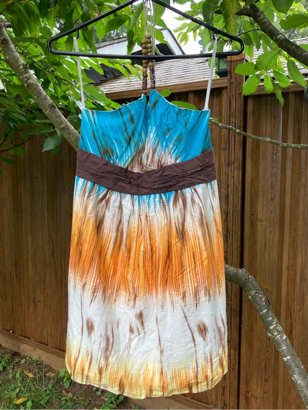 Sleeveless Ombre Sundress in Turquoise, Orange & White